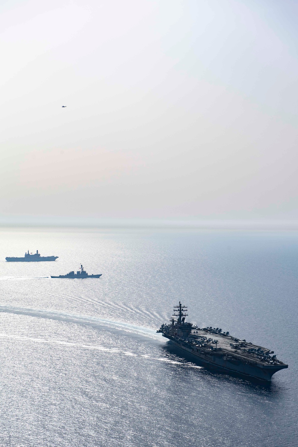 USS Dwight D. Eisenhower Carrier Strike Group Conducts Photoex with ITS Cavour Carrier Strike Group in the Red Sea