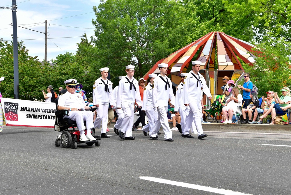 Sailors March in Portland Rose Festival Grand Floral Parade