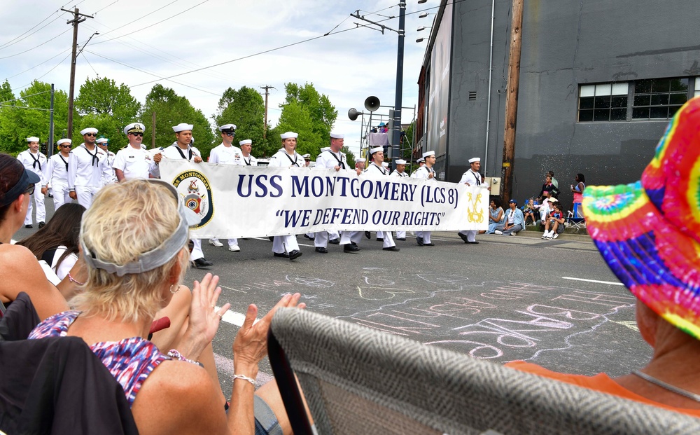 Sailors March in Portland Rose Festival Grand Floral Parade