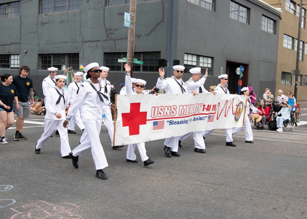 Sailors March in Portland Rose Festival Grand Floral Parade