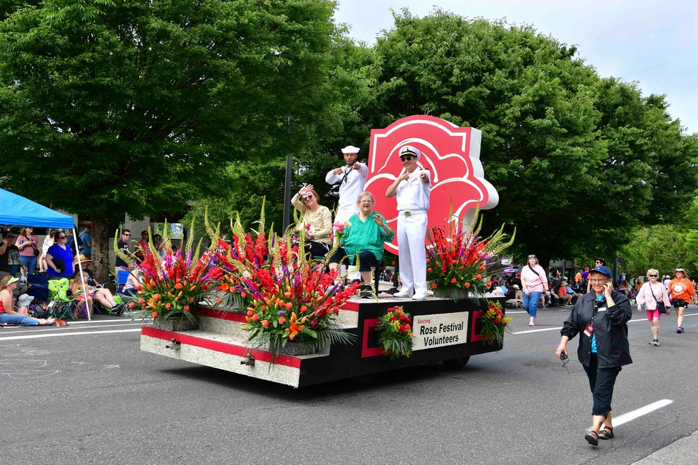 Sailors March in Portland Rose Festival Grand Floral Parade