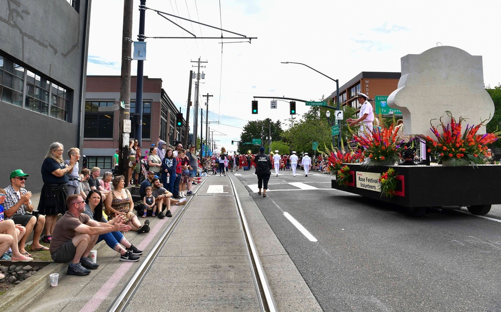 Sailors March in Portland Rose Festival Grand Floral Parade