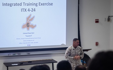 Marines attend Integrated Training Exercise 4-24 welcome aboard brief