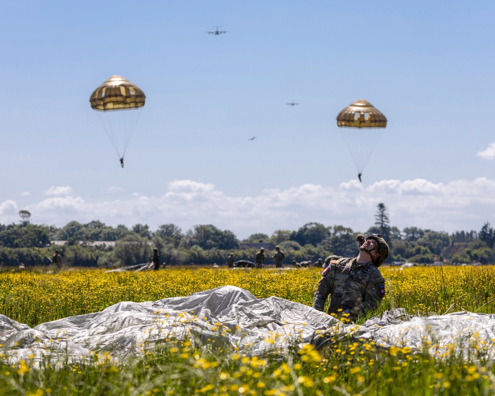 U.S. service members and NATO Allies perform airborne operations during DDay 80