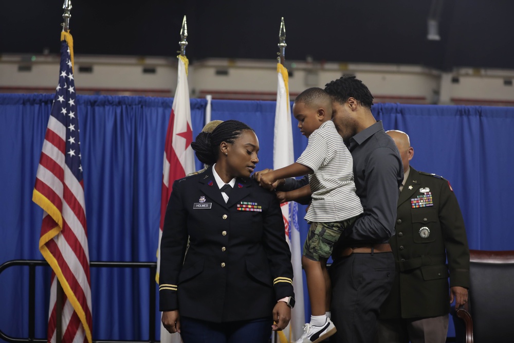 District of Columbia DC Army National Guard Recruiting and Retention hold Promotion for Warrant Officer Imani Holmes