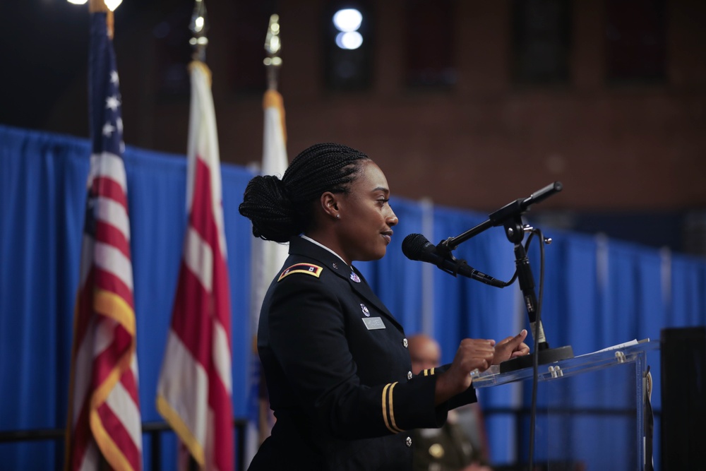 District of Columbia DC Army National Guard Recruiting and Retention hold Promotion for Warrant Officer Imani Holmes