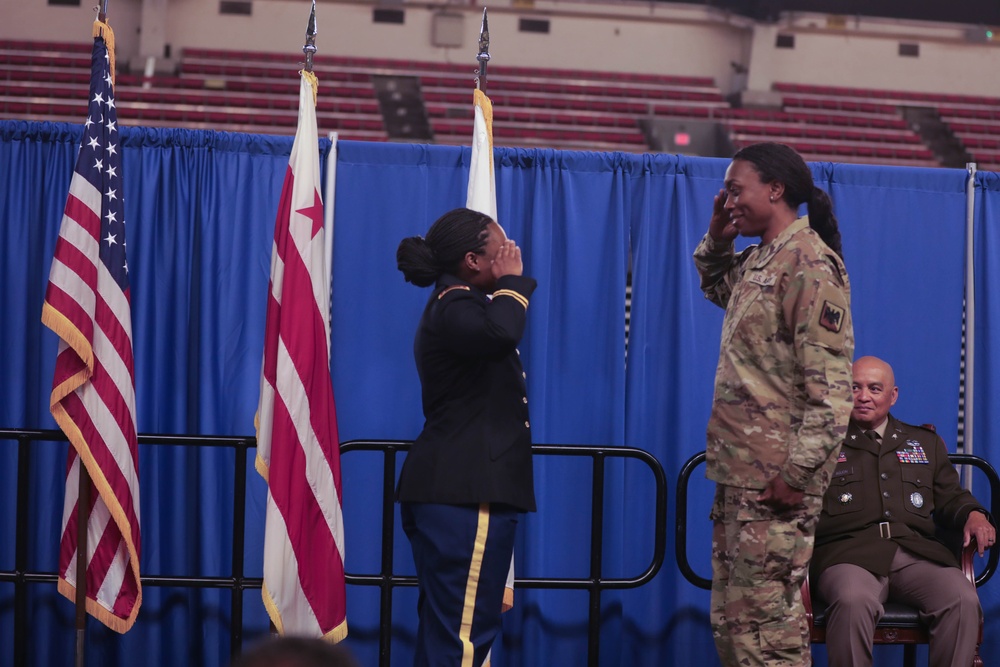 District of Columbia DC Army National Guard Recruiting and Retention hold Promotion for Warrant Officer Imani Holmes