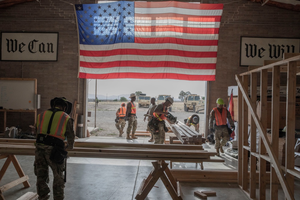 Third Platoon, 258th Engineer Company Construct a Barracks Hut at Safford Armory