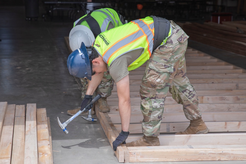 Third Platoon, 258th Engineer Company Construct a Barracks Hut at Safford Armory