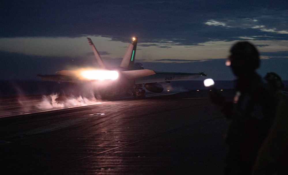 USS Ronald Reagan (CVN 76) conducts night flight operations in support of Valiant Shield 2024