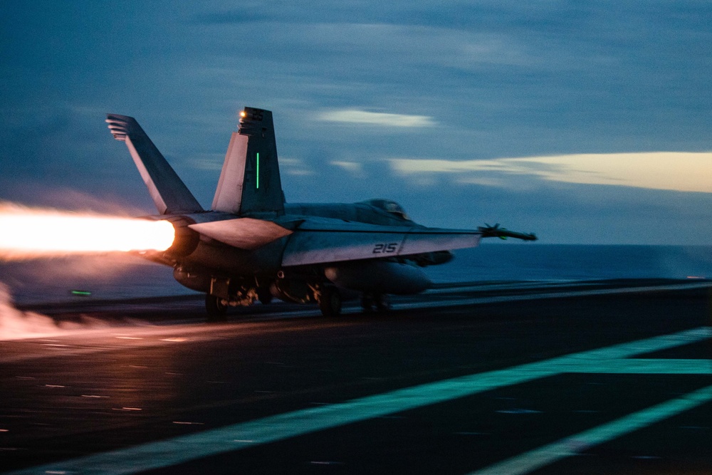 USS Ronald Reagan (CVN 76) conducts night flight operations in support of Valiant Shield 2024