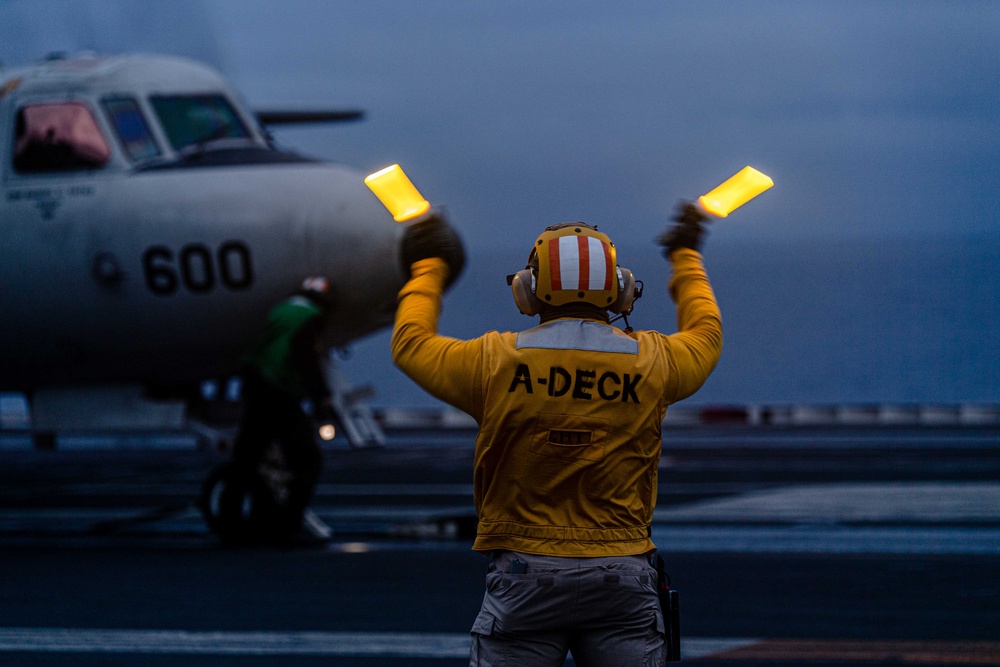 USS Ronald Reagan (CVN 76) conducts night flight operations in support of Valiant Shield 2024