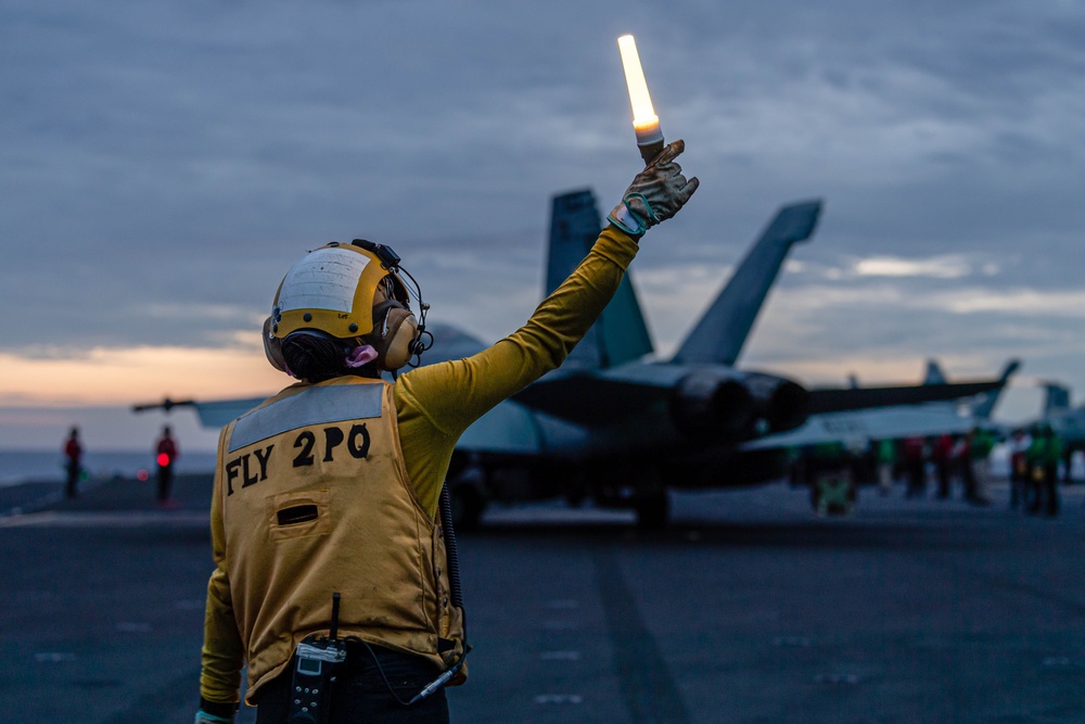 USS Ronald Reagan (CVN 76) conducts night flight operations in support of Valiant Shield 2024
