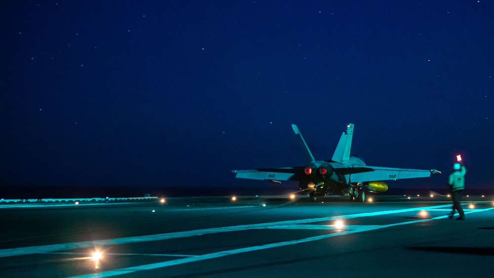 USS Ronald Reagan (CVN 76) conduct night flight operations in support of  Valiant Shield 2024