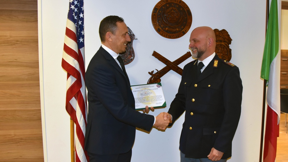 Army CID Vicenza Resident Agency and Vicenza Traffic Police Recognize International Partnership