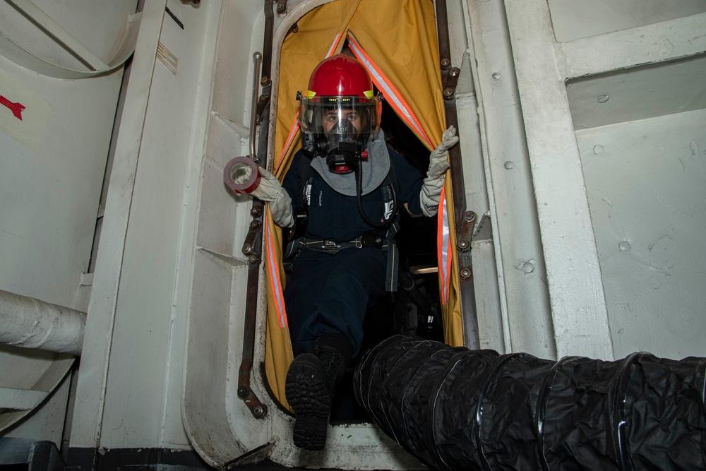 Abraham Lincoln conducts a general quarters drill