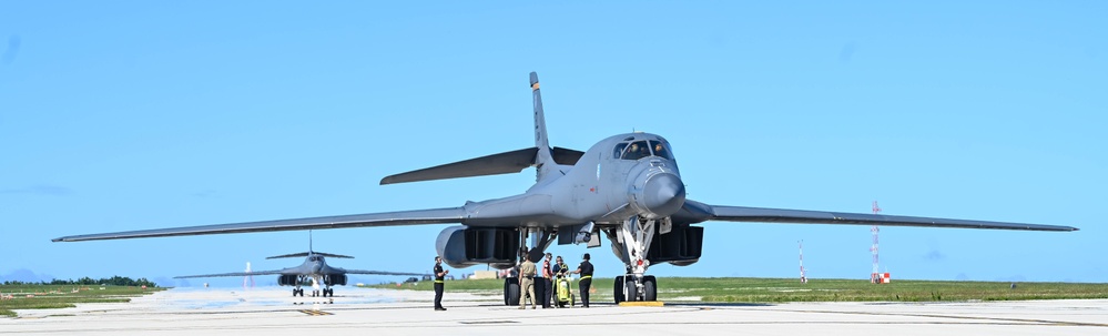 37th Expeditionary Bomb Squadron B-1B Lancers returns from a training mission during BTF 24-6