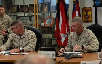 Integrated Training Exercise 4-24 leadership delivers brief to Maj. Gen. Savage