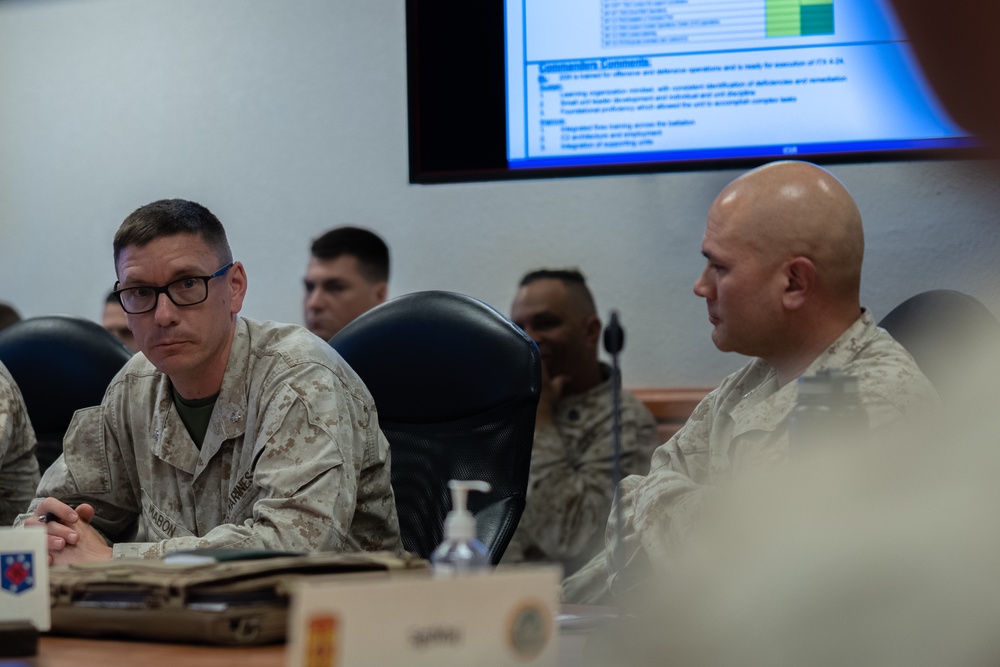 Integrated Training Exercise 4-24 leadership delivers brief to Maj. Gen. Savage