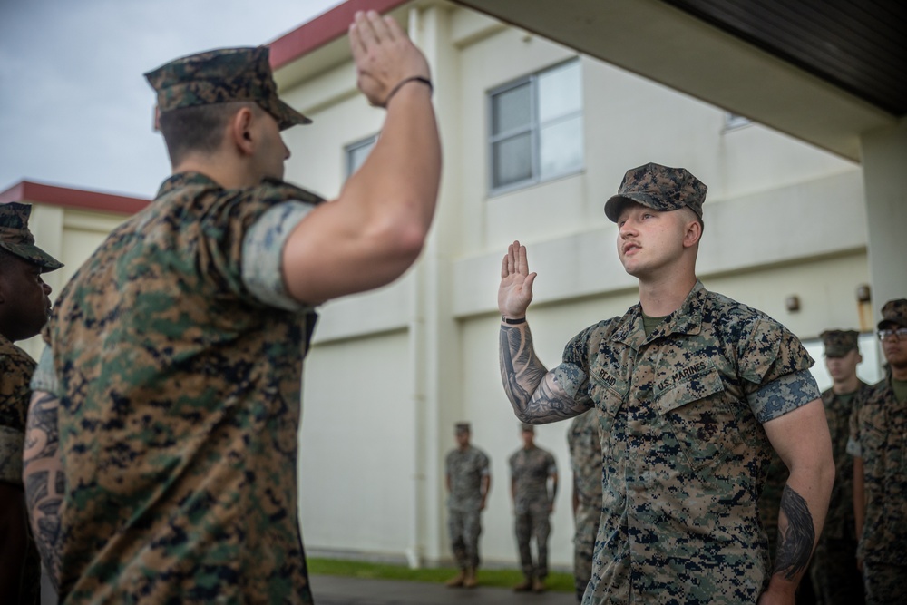 12th MLR Marine Meritoriously Promoted to Corporal, Reenlists