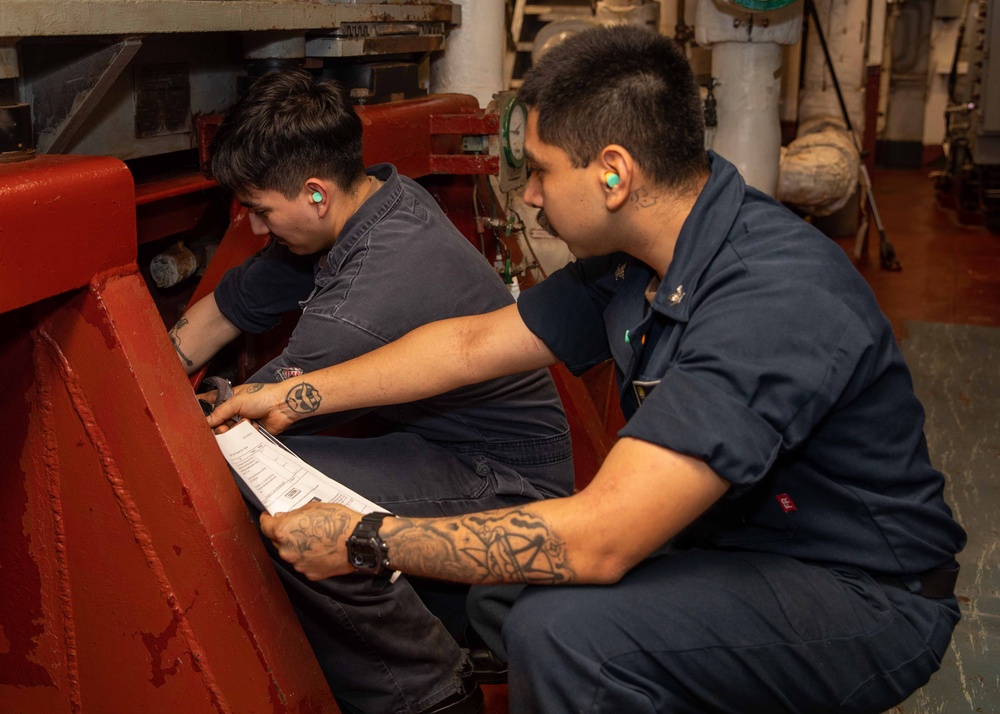 Maintenance aboard USS Robert Smalls