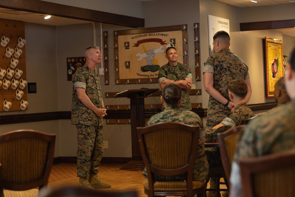 Marine Corps Commandant Eric M. Smith and Sgt. Maj. of the Marine Corps Carlos A. Ruiz Host Camp Lejeune NCO Forum