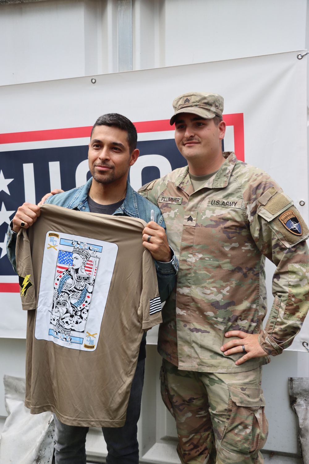 USO Ambassador Wilmer Valderrama visits Bemowo Piskie Training Area, Poland