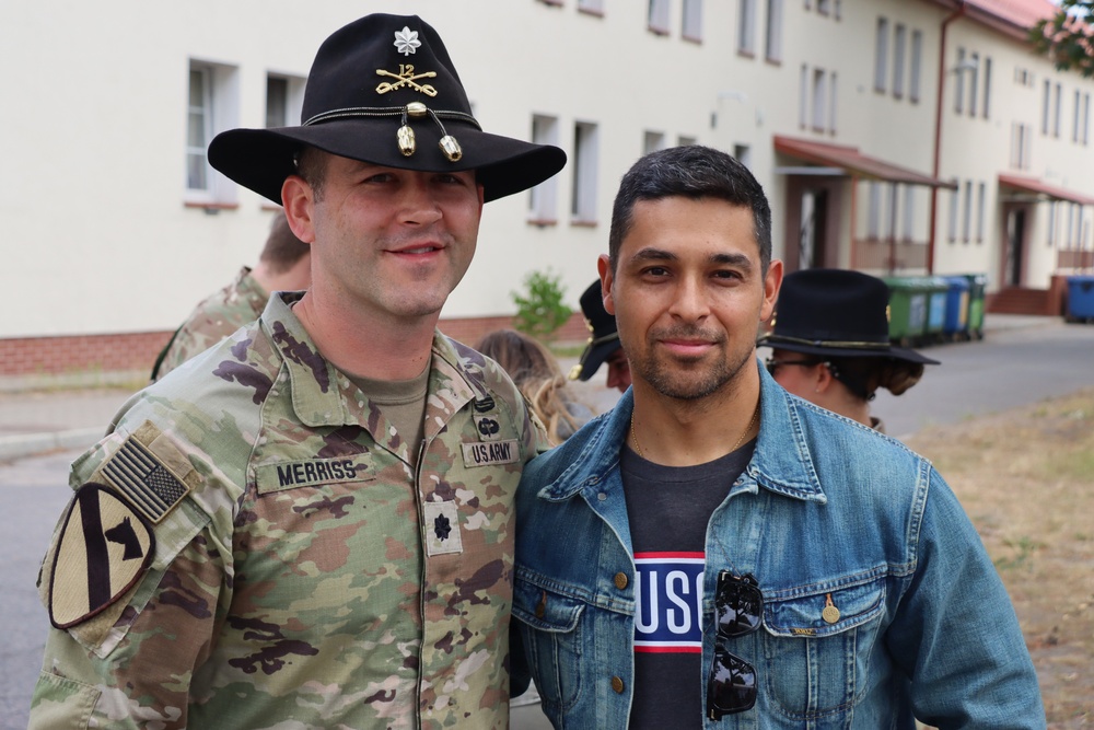 USO Ambassador Wilmer Valderrama visits Bemowo Piskie Training Area, Poland