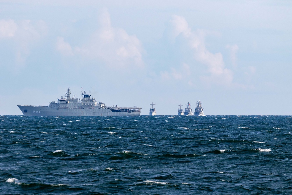 HSwMS Carlskrona Leads Ship Formation During BALTOPS 24