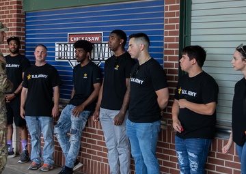 Battalion commander administers oath of enlistment at OKC baseball game