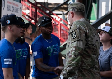 Battalion commander administers oath of enlistment at OKC baseball game