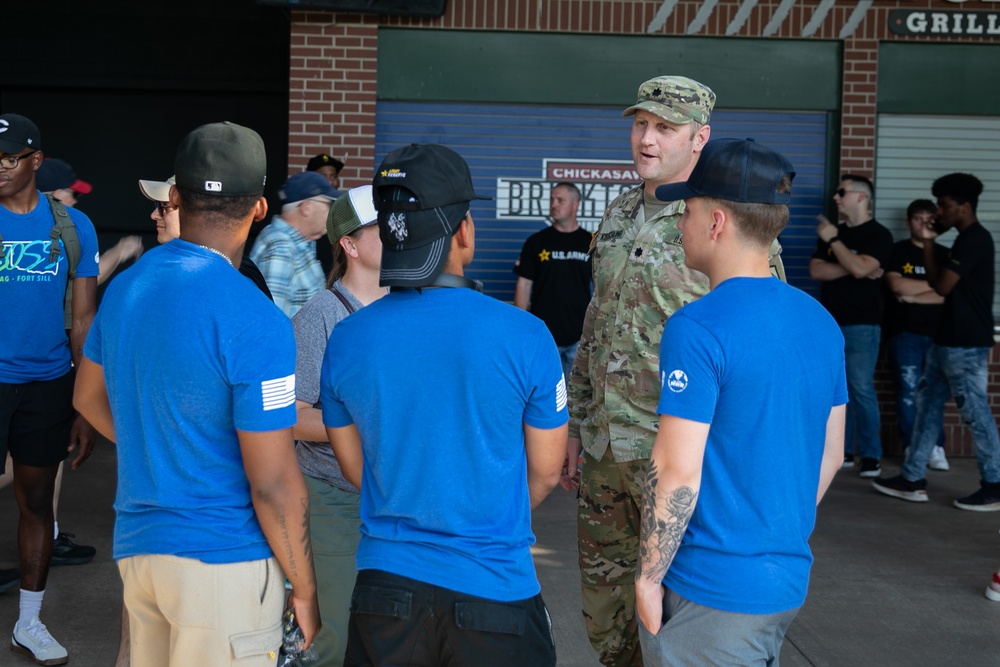 Battalion commander administers oath of enlistment at OKC baseball game