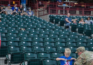 Battalion commander administers oath of enlistment at OKC baseball game