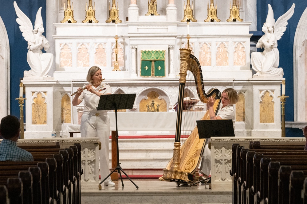 U.S. Navy Band Flute/Harp Duo performs a recital