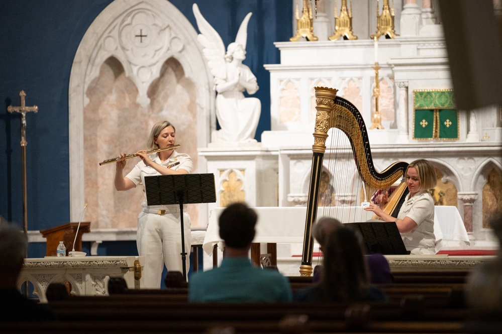 U.S. Navy Band Flute/Harp Duo performs a recital