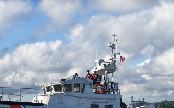 Coast Guardsmen transit final 47-foot Motor Lifeboats out of the Great Lakes