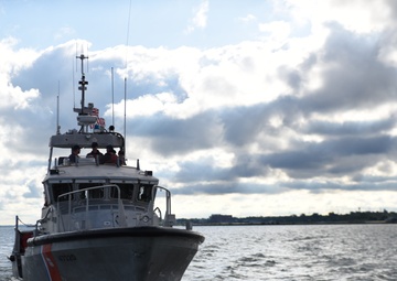 Coast Guardsmen transit final 47-foot Motor Lifeboats out of the Great Lakes