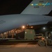 U.S. military personnel work side by side to oversee the loading of equipment onto a U.S. Air Force C-17 Globemaster III aircraft