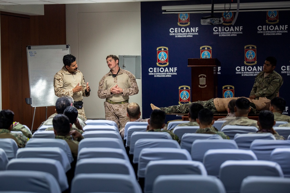 U.S. Navy Corpsman teach Tactical Combat Casualty Care during Resolute Sentinel 24