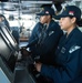 USS Ronald Reagan (CVN 76) Sailors stand watch in the pilot house during flight operations in support of Valiant Shield 2024