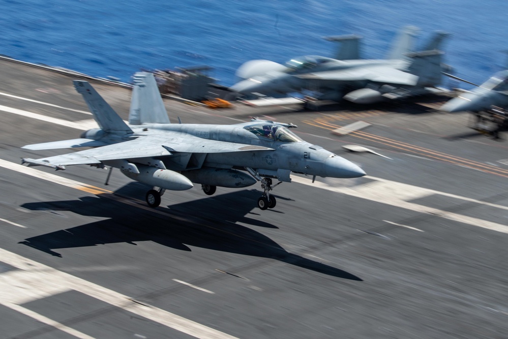 USS Ronald Reagan (CVN 76) Sailors stand watch in the pilot house during flight operations in support of Valiant Shield 2024