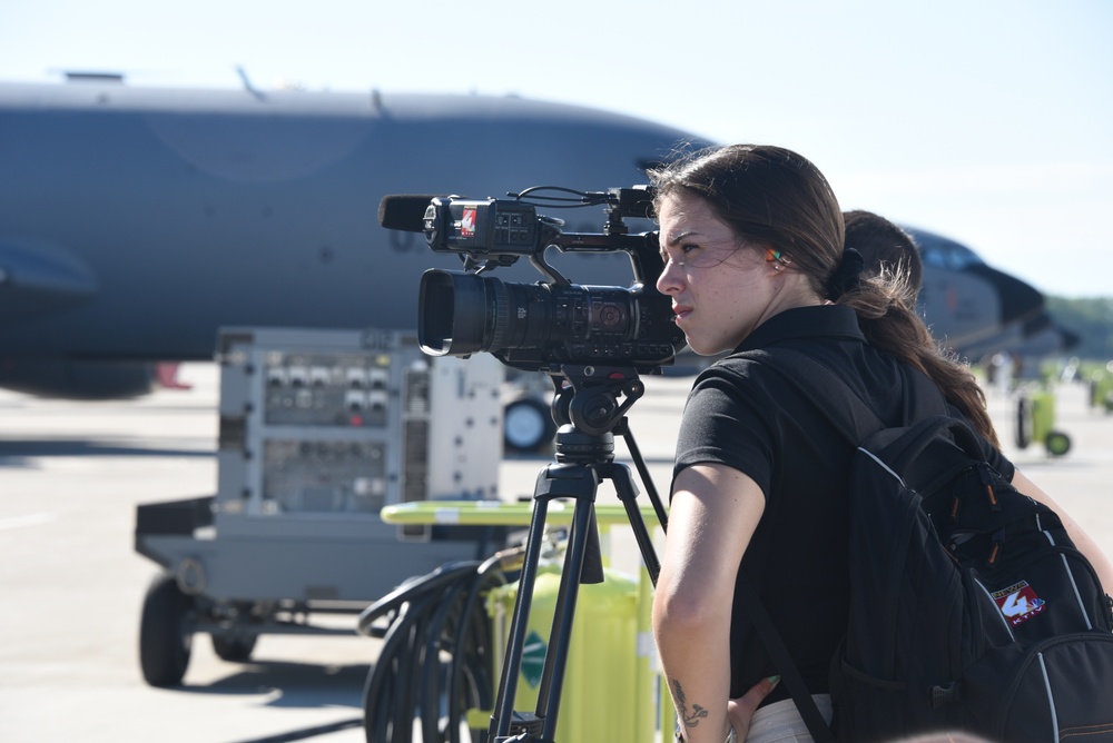 KTIV News reporter shoots video of 185th ARW flight line