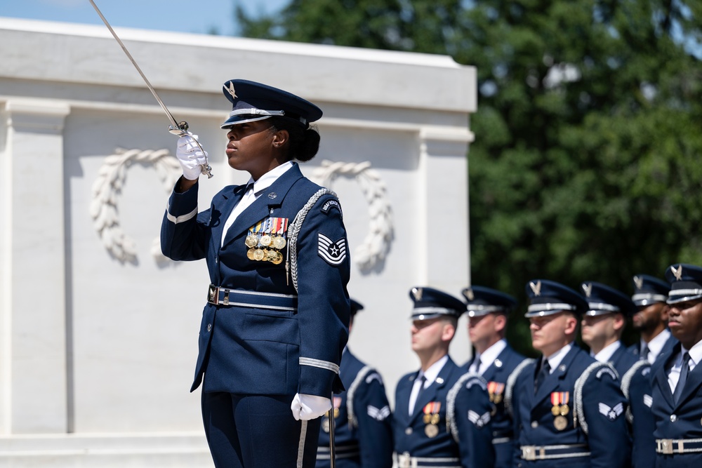 The Commander of the Slovak Air Force Maj. Gen. Róbert Tóth Participates in an Air Force Full Honors Wreath-Laying Ceremony at the Tomb of the Unknown Soldier
