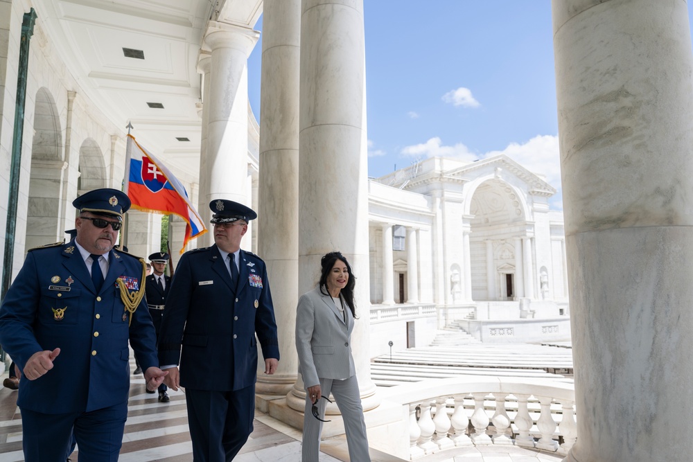 The Commander of the Slovak Air Force Maj. Gen. Róbert Tóth Participates in an Air Force Full Honors Wreath-Laying Ceremony at the Tomb of the Unknown Soldier