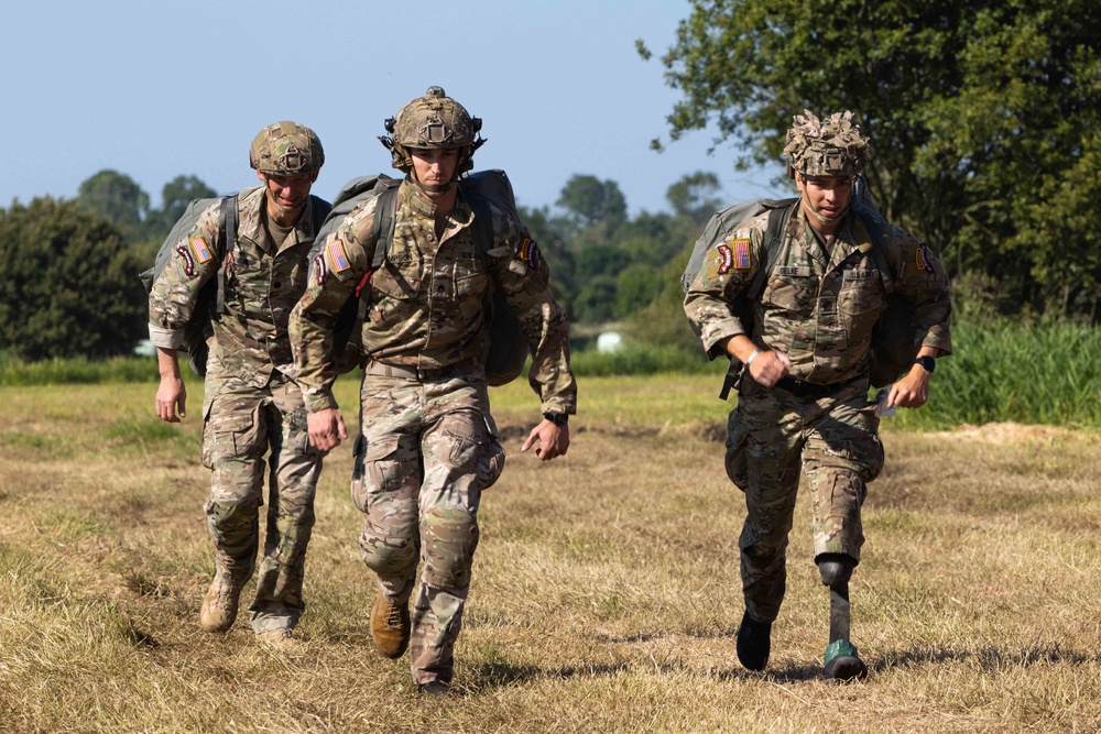 Multi-national paratroopers commemorate D-Day with historic jump into Normandy, France.