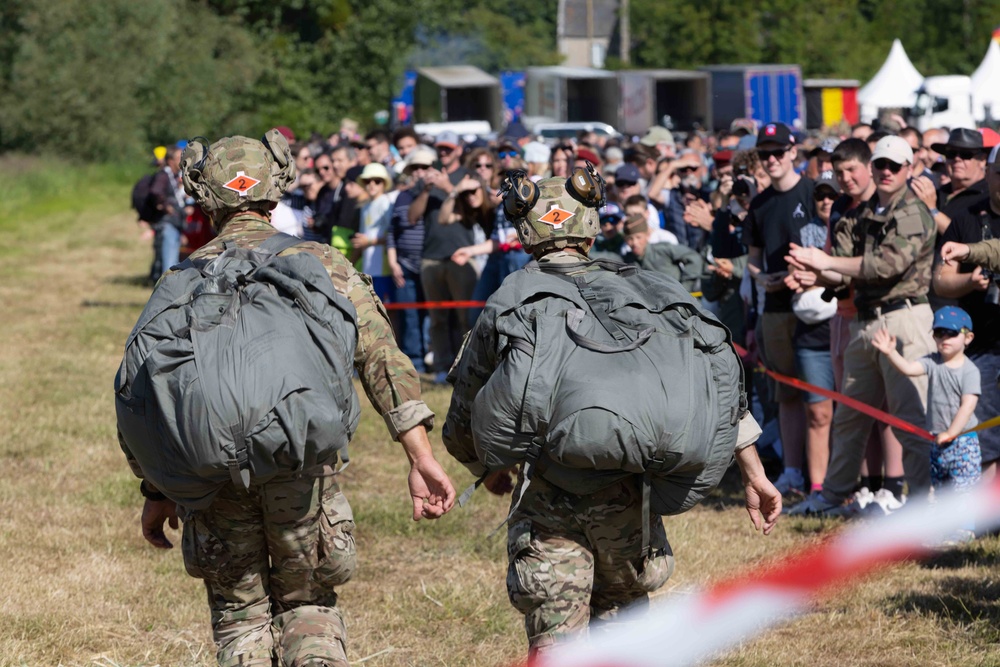 Multi-national paratroopers commemorate D-Day with historic jump into Normandy, France.