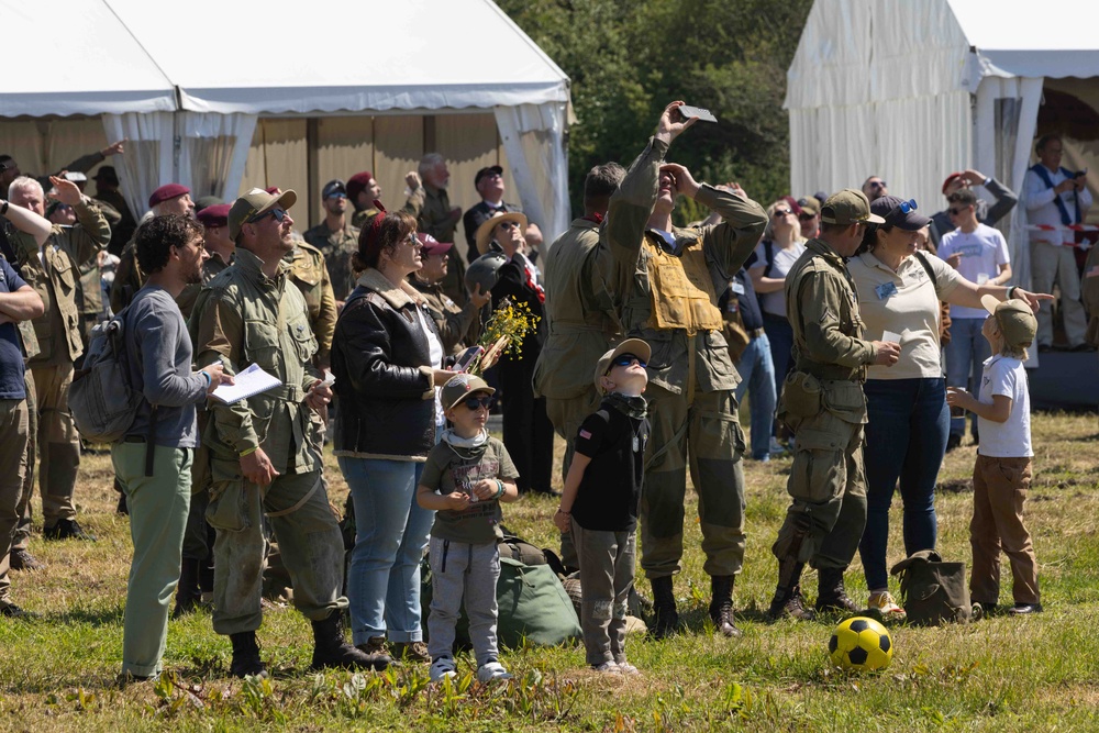 Multi-national paratroopers commemorate D-Day with historic jump into Normandy, France.