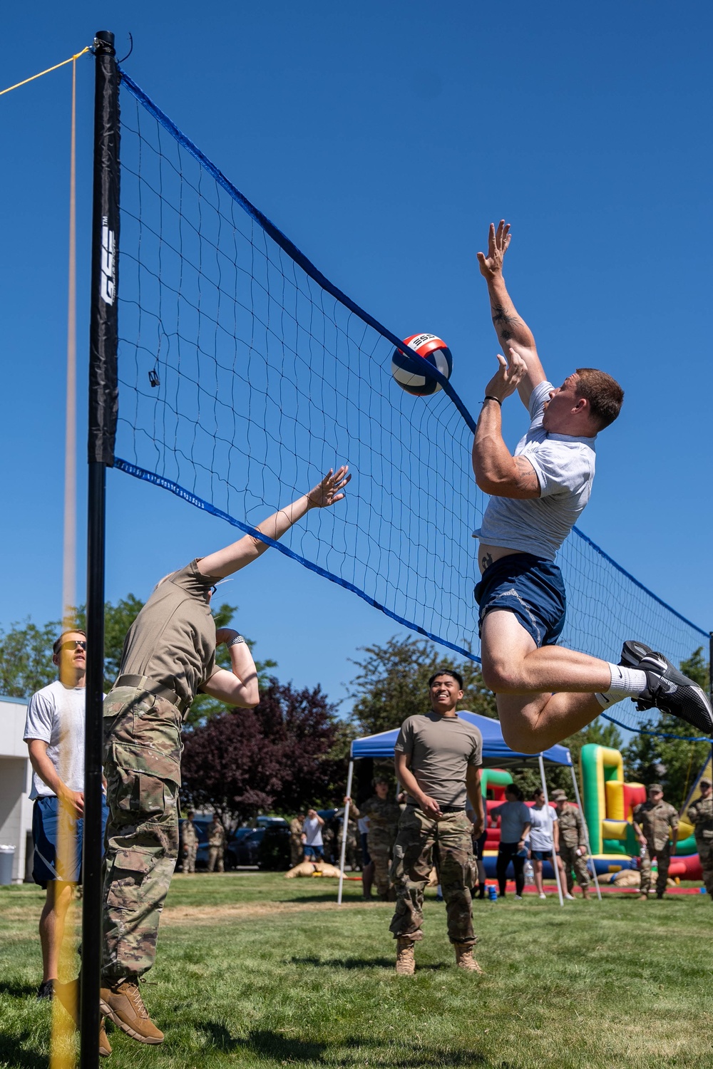 Jump! Nevada Air National Guard Airmen participate in Volleyball at the UNITE Event at Nevada Air National Guard