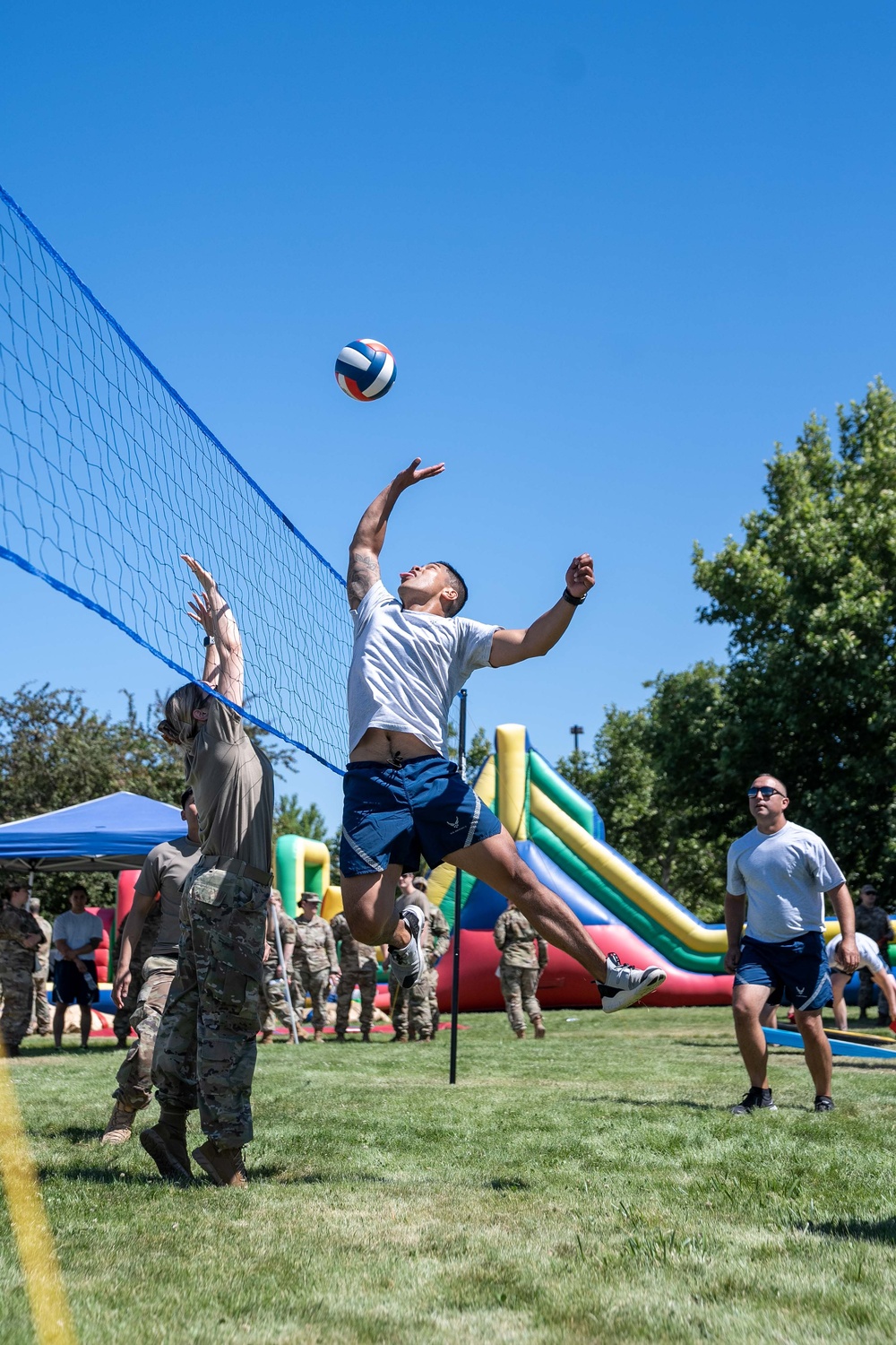 Jump! Airmen compete during the UNITE Event at Nevada Air National Guard Base