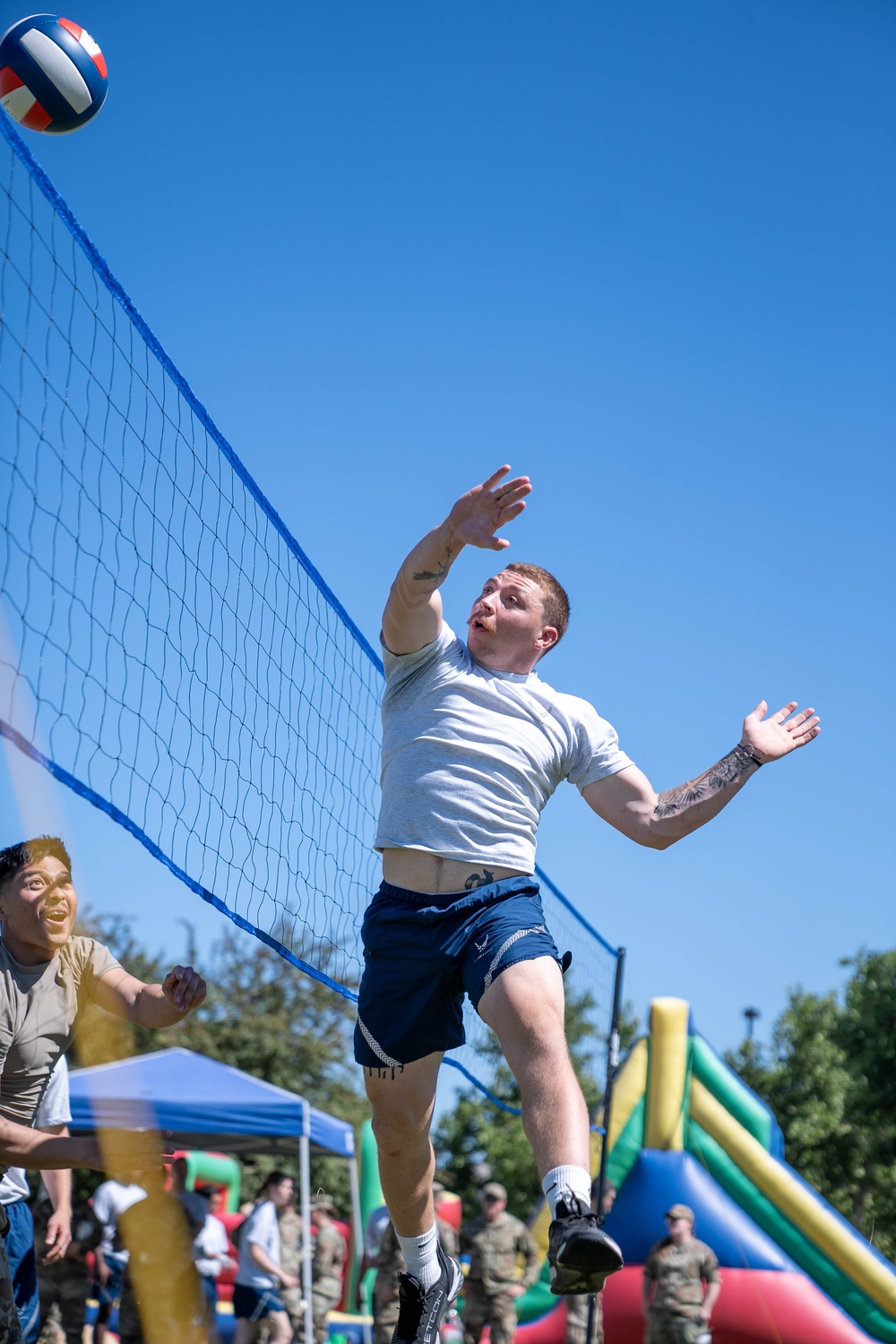 Block! Airmen compete during the UNITE Event at Nevada Air National Guard Base